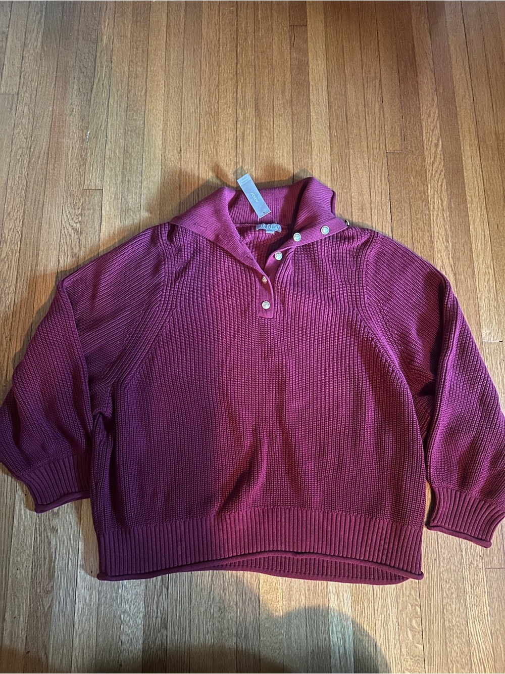J.Crew Ribbed Cotton Turtleneck Button Sweater in Vibrant Red, Size 3X, NWT